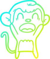 línea de gradiente frío dibujo mono de dibujos animados gritando vector
