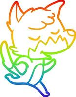 rainbow gradient line drawing friendly cartoon fox vector