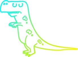 dinosaurio de dibujos animados de dibujo de línea de gradiente frío vector