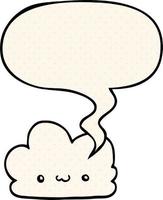 cute cartoon cloud and speech bubble in comic book style vector