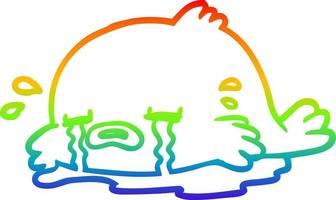 rainbow gradient line drawing crying fish vector