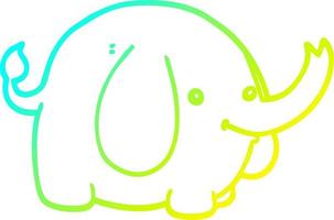 elefante de dibujos animados de dibujo de línea de gradiente frío vector