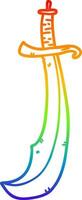 rainbow gradient line drawing curved sword vector