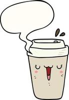 cartoon coffee cup and speech bubble vector