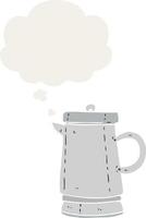 cartoon old kettle and thought bubble in retro style vector