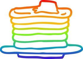 rainbow gradient line drawing cartoon stack of pancakes vector