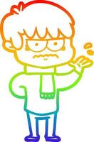 rainbow gradient line drawing annoyed cartoon boy vector