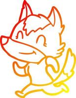 warm gradient line drawing friendly cartoon wolf vector