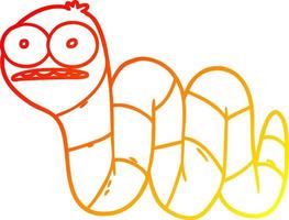 warm gradient line drawing cartoon nervous worm vector