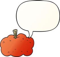 cartoon pumpkin and speech bubble in smooth gradient style vector