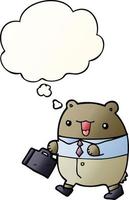 cute cartoon business bear and thought bubble in smooth gradient style vector