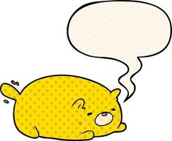 cute cartoon cat and speech bubble in comic book style vector