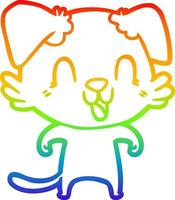 rainbow gradient line drawing laughing cartoon dog vector