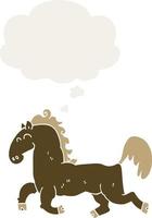 cartoon stallion and thought bubble in retro style vector