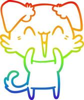 rainbow gradient line drawing happy little dog cartoon vector