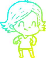 cold gradient line drawing cartoon friendly girl vector