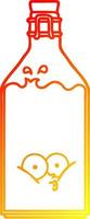 warm gradient line drawing cartoon old bottle vector