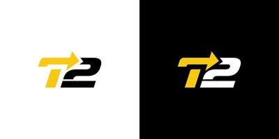 combinación de logo t y 2 vector template.t2 icono de monograma de diseño de logotipo de letra