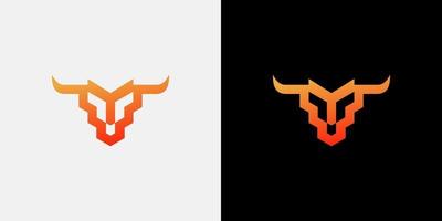 Head Bull logo design with minimalist style vector