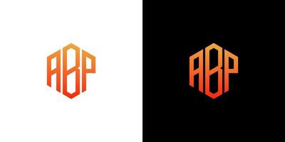 plantilla de vector de icono de monograma de polígono de diseño de logotipo de letra abp