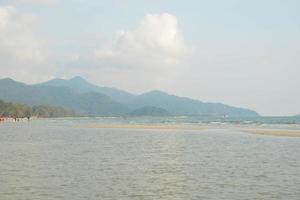 View of the sea front of the guest house in the morning. photo