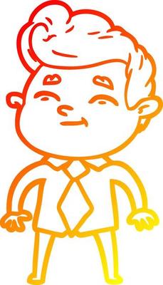 warm gradient line drawing happy cartoon man