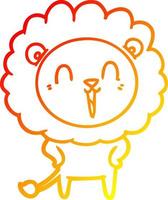 warm gradient line drawing laughing lion cartoon vector