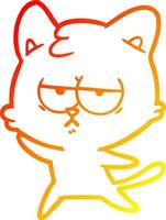 warm gradient line drawing bored cartoon cat vector