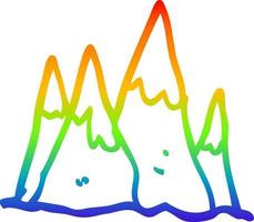 rainbow gradient line drawing cartoon mountain range vector