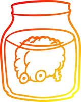 warm gradient line drawing spooky brain floating in jar vector
