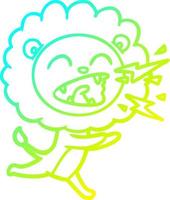 línea de gradiente frío dibujo dibujos animados corriendo león vector