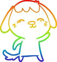 rainbow gradient line drawing happy cartoon dog vector