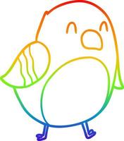 pájaro de dibujos animados de dibujo de línea de gradiente de arco iris vector