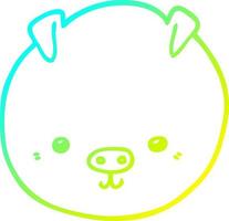 cold gradient line drawing cartoon pig vector
