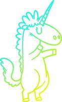 cold gradient line drawing cartoon unicorn vector