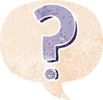 cartoon question mark and speech bubble in retro textured style vector