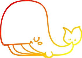 warm gradient line drawing cartoon whale vector