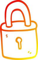 warm gradient line drawing cartoon padlock vector