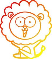 warm gradient line drawing happy cartoon lion vector