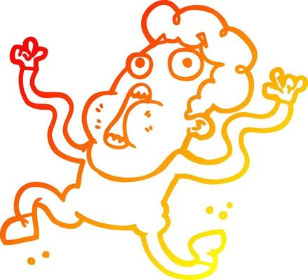 warm gradient line drawing cartoon terrified man
