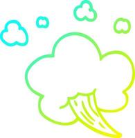 cold gradient line drawing cartoon whooshing cloud vector