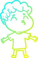 cold gradient line drawing cartoon man pouting vector
