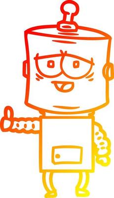 warm gradient line drawing cartoon robot