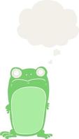 cartoon staring frog and thought bubble in retro style vector