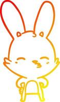 warm gradient line drawing curious bunny cartoon vector