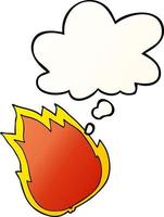 cartoon fire and thought bubble in smooth gradient style vector