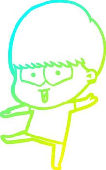 niño feliz de dibujos animados de dibujo de línea de gradiente frío vector