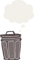 cartoon trash can and thought bubble in retro style vector