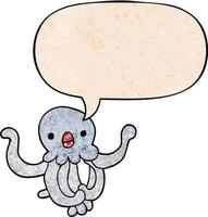 cartoon jellyfish and speech bubble in retro texture style vector