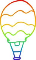 rainbow gradient line drawing cartoon hot air balloon vector